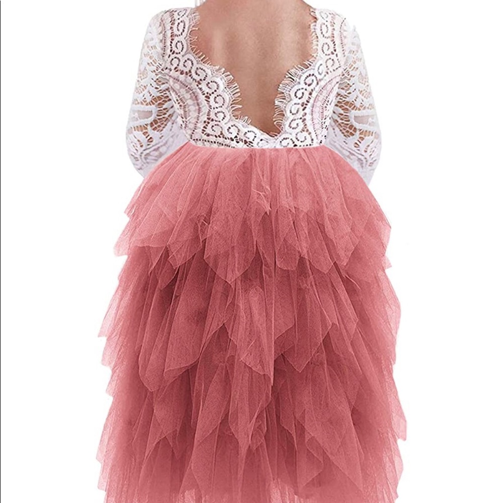 Gorgeous tulle dress white and dusty rose